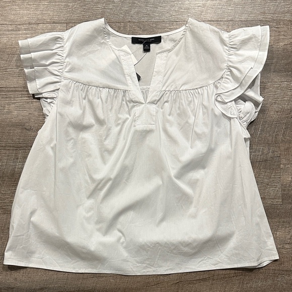 Marc New York White Ruffle flutter cap Sleeve baby doll Top size XL - Picture 6 of 9
